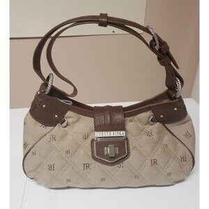 Judith Ripka Satchel Canvas Handbag Top Handle Silver Hardware Medium NWOT